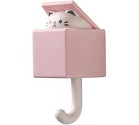 Lcmei 2023 New Creative Wall Mounted Self Adhesive Coat Hook Heavy Duty,Cute Pet Hooks Utility Entrance Key Holder Hook for Hat Towel Backpacks Scarf Bags (Pink Cat)