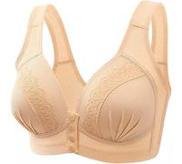 Lcmei 2023 New Front Button Breathable Skin-Friendly Cotton Bra,Front Close Lace Wireless Posture Gathering Bra,Wire Free Back Support Posture Bra