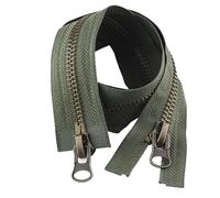 LCMHBCP Two-Way Zip 8# Copper Zipper Open Ended Double Slider Two-way Zip 70-120cm Replaceable Jacket Coat Repair Diy Sewing Accessories(Dark Green,80cm)
