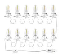 LCMLA C7 Accessory Cord with 12 LED Light Bulbs and Outlet Christmas Village Light 14.76 FT with Spare Fuse Warm White Lamp for Christmas Village Houses Pumpkin Lamp Holiday Decor