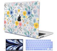 LCMOCICO Case Compatible with MacBook Air 13.6 inch 2025 2024 2023 2022 M4 M3 M2 A3113 A2681 A3240 Cover with Touch ID, Pattern Plastic Hard Shell Case for MacBook Air 13 inch M4 2025, Flowers L213