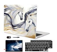 LCMOCICO Compatible with 2021 2020 2019 2018 MacBook Air 13 inch Case M1 A2337 A2179 A1932 Retina Display Touch ID, Crystal Clear Pattern Plastic Hard Shell Case for Mac Air 13 M1 2021, Unique Horse