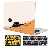 LCMOCICO Compatible with MacBook Air 13.6 inch Case 2025 M4 A3240 Cover 2024 M3 A3113 2022 2023 A2681 M2 Chip, Crystal Plastic Pattern Hard Shell Case for Mac Air 13 M4 2025 Touch ID, Honey Cat