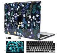 LCMOCICO Compatible with MacBook Air 13 inch Case M5 A3449 2026 2025 2024 2023 2022 M4 A3240 M3 A3113 M2 A268, Pattern Plastic Hard Shell Cover for MacBook Air 13.6 inch Case 2026, Wild Flowers Black