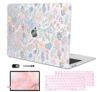 LCMOCICO for MacBook Air 13 inch Case 2021 2020 2019 2018 Model M1 A2337 A2179 A1932 with Retina Display & Touch ID, Shiny Pattern Plastic Hard Shell Case Keyboard Skin Cover, Starry Sky Flowers