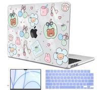 LCMOCICO for MacBook Air 13 inch Case 2026 M5 A3449 2025 M4 A3240 2024 M3 A3113 2022 2023 A2681 M2 Chip, Plastic Pattern Hard Shell Case Cover for Mac Air 13.6 M5 2026 Touch ID, Cute Little Bear