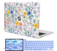 LCMOCICO for MacBook Pro 13-inch Case 2022 2021 2020-2016 Release M2 M1 Chip A2338 A2251 A2289 A2159 A1989 A1706, Shiny Clear Pattern Plastic Hard Shell Case Keyboard Cover Screen Film, Flowers L213
