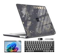 LCMOCICO Slim Protective Case for 13.8 inch Microsoft Surface Laptop 2024 Copilot+PC Model 2036, Lightweight Anti-Scratch Printed Pattern Black Plastic Hard Shell Case Cover, Total Lunar Eclipse