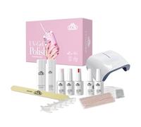 LCN UV Gel Polish Starter Set Basic Beginners Shellac Set for Nail Design - Includes LED UV Lamp, 3 Colours, Base & Top Coat - Vegan, Hema-Free