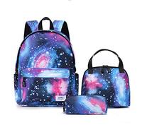 LCNC School bags Set for Girls Boys,Galaxy Water Resistant Durable Casual Basic Backpack with lunch bag & pencil case for Students