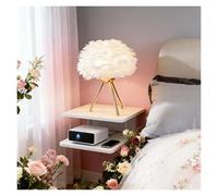 LCNDKF Feather Table Lamp, Touch Control Bedside LED Atmosphere Light, Stylish Nightstand Decor for Girls Bedroom Office(A,Large_USB Charging Model)