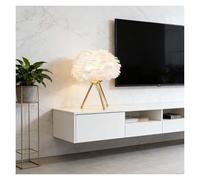 LCNDKF Natural Goose Feather Table Lamp, Touch Switch LED Bedside, Gold Large Nightstand Decor for Girls Bedroom Home Office(A,Small_USB Plug in Model)