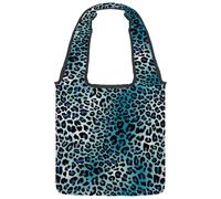 lcndlsoe Canvas Tote Bag, Amazing Blue Bright Leopard Print Women's Shoulder Handbag for Work Shopping Gym