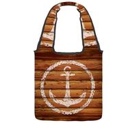 lcndlsoe Canvas Tote Bag, Anchor Marine Wooden Planks Women's Shoulder Handbag for Work Shopping Gym