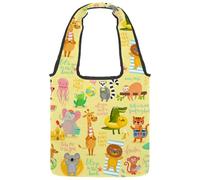 lcndlsoe Canvas Tote Bag, Beach Animals Panda Elephant Bear Penguin Sloth Koala Lion Women's Shoulder Handbag for Work Shopping Gym