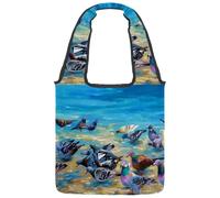 lcndlsoe Canvas Tote Bag, Beach Pigeons on the Black Sea Coast Women's Shoulder Handbag for Work Shopping Gym