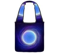 lcndlsoe Canvas Tote Bag, Blue Shining Cosmic Neon Light Twirl Pattern Women's Shoulder Handbag for Work Shopping Gym