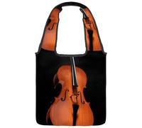 lcndlsoe Canvas Tote Bag, Brown Violoncello Cello Women's Shoulder Handbag for Work Shopping Gym