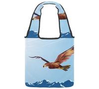 lcndlsoe Canvas Tote Bag, Buzzard Bird Flying over Mountains Women's Shoulder Handbag for Work Shopping Gym