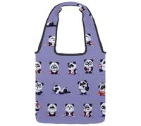 lcndlsoe Canvas Tote Bag, Cartoon Panda Different Post Illustrations Women's Shoulder Handbag for Work Shopping Gym