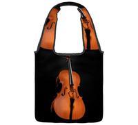 lcndlsoe Canvas Tote Bag, Cello Musical Instruments Black Women's Shoulder Handbag for Work Shopping Gym