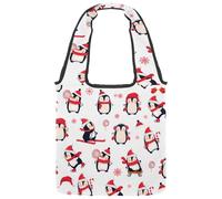 lcndlsoe Canvas Tote Bag, Christmas Hat Winter Penguin Women's Shoulder Handbag for Work Shopping Gym
