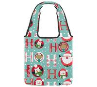 lcndlsoe Canvas Tote Bag, Christmas Santa Deer Penguin and Snowman Women's Shoulder Handbag for Work Shopping Gym