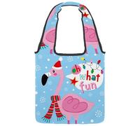 lcndlsoe Canvas Tote Bag, Christmas Snowflake Flamingo What Fun Women's Shoulder Handbag for Work Shopping Gym
