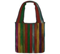 lcndlsoe Canvas Tote Bag, Colored Wooden Planks Pattern Women's Shoulder Handbag for Work Shopping Gym