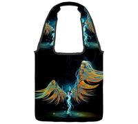 lcndlsoe Canvas Tote Bag, Cool Angel Wings Music Women's Shoulder Handbag for Work Shopping Gym