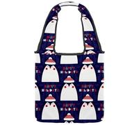 lcndlsoe Canvas Tote Bag, Cute Cartoon Penguin Christmas Hat Women's Shoulder Handbag for Work Shopping Gym