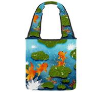 lcndlsoe Canvas Tote Bag, Cute Goldfish Raining Women's Shoulder Handbag for Work Shopping Gym