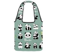 lcndlsoe Canvas Tote Bag, Cute Panda Sleep Love Eat Bamboo Pattern Women's Shoulder Handbag for Work Shopping Gym