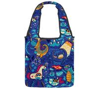 lcndlsoe Canvas Tote Bag, Fantastic Animals Dragon Unicorn Cat Mermaid UFO Women's Shoulder Handbag for Work Shopping Gym