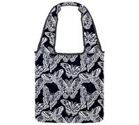 lcndlsoe Canvas Tote Bag, Fantasy Nature Butterflies or Moths Art and Spirituality Pattern Women's Shoulder Handbag for Work Shopping Gym