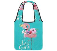 lcndlsoe Canvas Tote Bag, Funny Flamingo Crown Floral Be the Queen Women's Shoulder Handbag for Work Shopping Gym