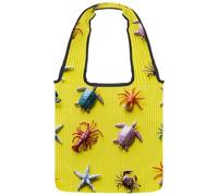 lcndlsoe Canvas Tote Bag, Funny Starfish Tortoise Crab Ocean World Women's Shoulder Handbag for Work Shopping Gym