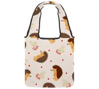 lcndlsoe Canvas Tote Bag, Hedgehog Cartoon Smiling Face Brown Women's Shoulder Handbag for Work Shopping Gym