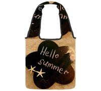 lcndlsoe Canvas Tote Bag, Hello Summer Beach Sand Women's Shoulder Handbag for Work Shopping Gym