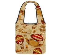 lcndlsoe Canvas Tote Bag, Hot Air Balloon Plane Retro Development Women's Shoulder Handbag for Work Shopping Gym