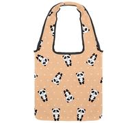 lcndlsoe Canvas Tote Bag, Kawaii Cute Panda Star Yellow Pattern Women's Shoulder Handbag for Work Shopping Gym