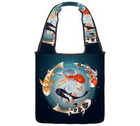lcndlsoe Canvas Tote Bag, Koi Fish Tai Chi Women's Shoulder Handbag for Work Shopping Gym