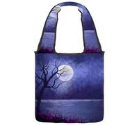 lcndlsoe Canvas Tote Bag, Landscape Moonlight Nature Tree Women's Shoulder Handbag for Work Shopping Gym