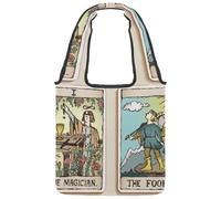 lcndlsoe Canvas Tote Bag, Magician and the Fool Tarot Cards Illustration Women's Shoulder Handbag for Work Shopping Gym