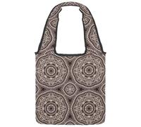 lcndlsoe Canvas Tote Bag, Mandala Brown Psychedelic Henna Women's Shoulder Handbag for Work Shopping Gym