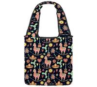 lcndlsoe Canvas Tote Bag, Mexican Pattern Cactus Llama Women's Shoulder Handbag for Work Shopping Gym