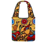 lcndlsoe Canvas Tote Bag, Painting Loons and Fish Women's Shoulder Handbag for Work Shopping Gym