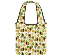 lcndlsoe Canvas Tote Bag, Papaya Lemon Orange Avocado Kiwi Fruit Women's Shoulder Handbag for Work Shopping Gym