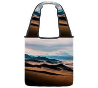 lcndlsoe Canvas Tote Bag, Prairie Highway Scenery Mountain Nature Women's Shoulder Handbag for Work Shopping Gym