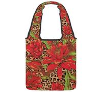 lcndlsoe Canvas Tote Bag, Red Equinox Flower Women's Shoulder Handbag for Work Shopping Gym